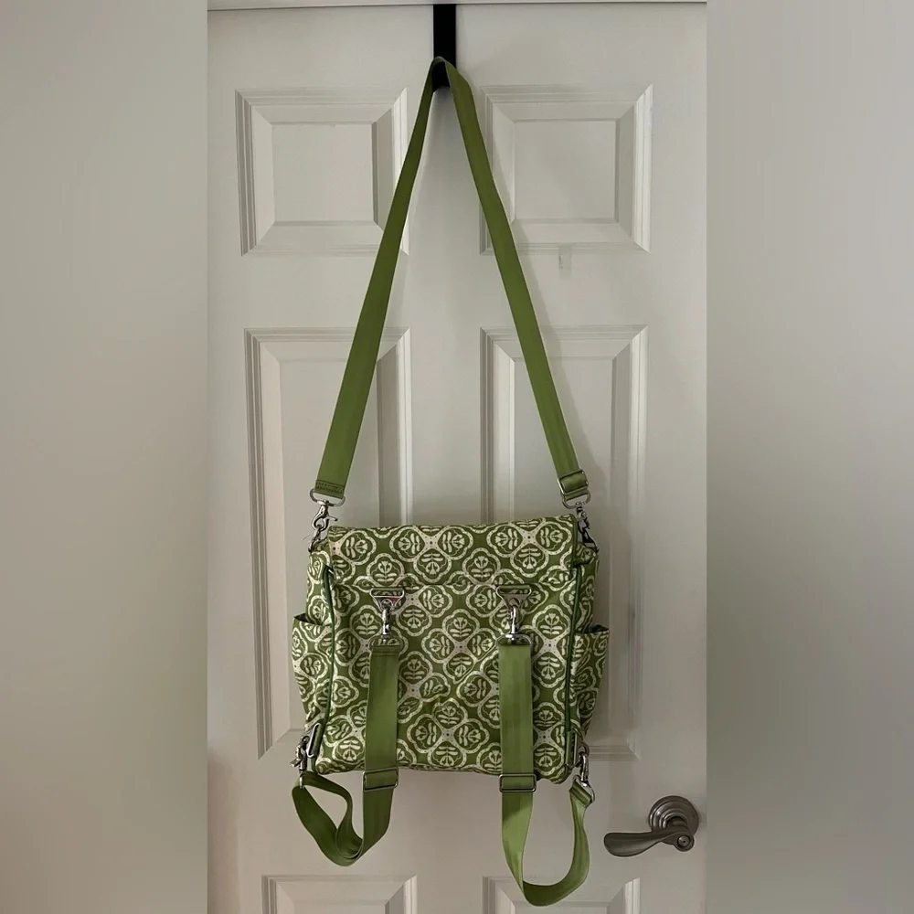 Petunia Pickle Bottom Boxy Backpack Diaper Bag Crossbody option bohemian green